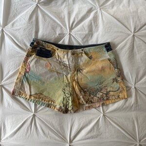 Vintage lei Tropical Print Low Rise Mini Shorts Size 3